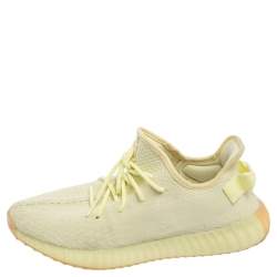 Pre Owned Yeezy x Adidas Green Knit Fabric Boost 350 V2 Sneakers Size 46 2/3