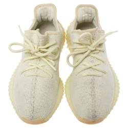 Pre Owned حذاء رياضي ييزي وأديداس بوست 350 في2 باتر قماش تريكو أصفر فاتح مقاس 38 2/3