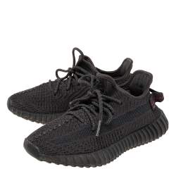 Pre Owned Adidas Yeezy Black Knit Fabric Boost 350 V2 Cinder Reflective Sneakers Size 37 2/3