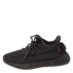 Pre Owned Adidas Yeezy Black Knit Fabric Boost 350 V2 Cinder Reflective Sneakers Size 37 2/3