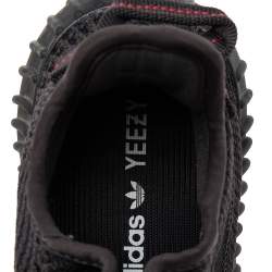 Pre Owned Adidas Yeezy Black Knit Fabric Boost 350 V2 Cinder Reflective Sneakers Size 37 2/3