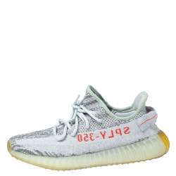 مملوكة مسبقًا Yeezy x adidas Grey/Blue Tint Knit Fabric Boost 350 V2 Static Sneakers Size 44 2/3