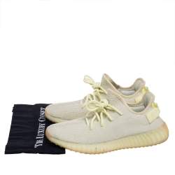 Pre Owned Yeezy x Adidas Green Knit Fabric 350 V2 Butter Sneakers Size 43 1/3