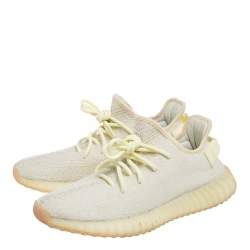 Pre Owned Yeezy x Adidas Green Knit Fabric 350 V2 Butter Sneakers Size 43 1/3
