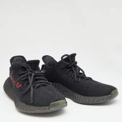 Pre Owned حذاء رياضي ييزي x أديداس بوست 350 V2 قماش تريكو أسود مقاس 39 1/3