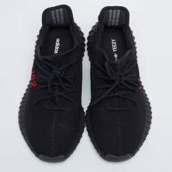 Pre Owned حذاء رياضي اديداس X ييزي بوست 350 قماش تريكو  أحمر / أسود مقاس 44