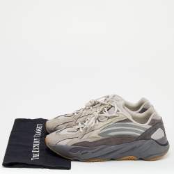 Pre Owned Yeezy x Adidas Grey Leather And Suede Boost 700V2 Geode Sneakers Size 46 2/3