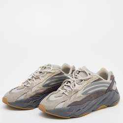 Pre Owned Yeezy x Adidas Grey Leather And Suede Boost 700V2 Geode Sneakers Size 46 2/3