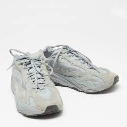 Pre Owned حذاء رياضي ييزي x أديداس بوست 700 V2 اينرتيا شبك وسويدي أزرق/رصاصي مقاس 45 1/3 