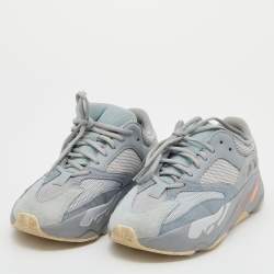 Pre Owned Yeezy x Adidas Grey/Blue Suede and Mesh Boost 700 V2 Inertia Sneakers Size 40