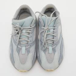 Pre Owned Yeezy x Adidas Grey/Blue Suede and Mesh Boost 700 V2 Inertia Sneakers Size 40
