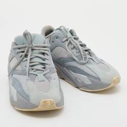 Pre Owned Yeezy x Adidas Grey/Blue Suede and Mesh Boost 700 V2 Inertia Sneakers Size 40