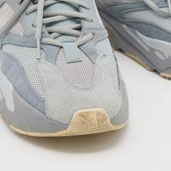 Pre Owned Yeezy x Adidas Grey/Blue Suede and Mesh Boost 700 V2 Inertia Sneakers Size 40