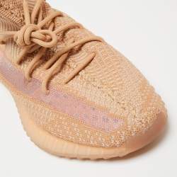 Pre Owned Yeezy x Adidas Orange Mesh And Fabric 350 V2 Mono Clay Sneakers Size 44