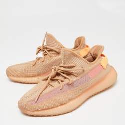 Pre Owned Yeezy x Adidas Orange Mesh And Fabric 350 V2 Mono Clay Sneakers Size 44