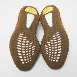 مملوكة مسبقًا Yeezy x Adidas Brown Knit Fabric Boost 350 V2 Earth Lace Up Sneakers Size 44