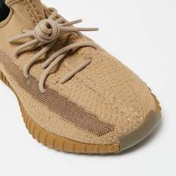 مملوكة مسبقًا Yeezy x Adidas Brown Knit Fabric Boost 350 V2 Earth Lace Up Sneakers Size 44