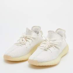 Pre Owned حذاء رياضي ييزي x أديداس بوست 350 ڨي2 تريبل وايت قماش تريكو أبيض مقاس 42