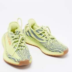 Pre Owned حذاء رياضي ييزي x أديداس بوست 350 في 2 سيمي فروزين قماش تريكو أصفر نيون عنق منخفض مقاس 39 1/3