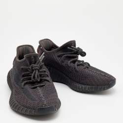 Pre Owned Yeezy x Adidas Black Knit Fabric Boost 350 V2 Static Sneakers Size 38 2/3