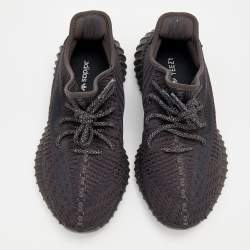 Pre Owned Yeezy x Adidas Black Knit Fabric Boost 350 V2 Static Sneakers Size 38 2/3