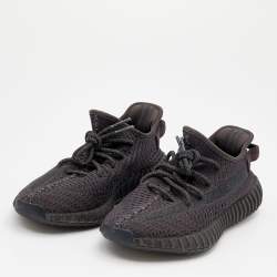 Pre Owned Yeezy x Adidas Black Knit Fabric Boost 350 V2 Static Sneakers Size 38 2/3