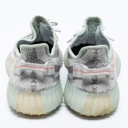 Pre Owned Yeezy x Adidas Grey/Blue Tint Knit Fabric Boost 350 V2 Static Non-Reflective Sneakers Size 43 1/3