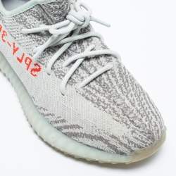 Pre Owned Yeezy x Adidas Grey/Blue Tint Knit Fabric Boost 350 V2 Static Non-Reflective Sneakers Size 43 1/3