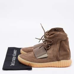 Pre Owned Yeexy x Adidas Khaki Brown Suede Boost 750 High Top Sneakers Size 44 2/3