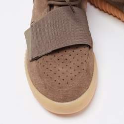 Pre Owned Yeexy x Adidas Khaki Brown Suede Boost 750 High Top Sneakers Size 44 2/3