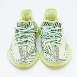 Pre Owned Yeezy x Adidas Green Knit Fabric Boost 350 V2 Yeeree Low Top Sneakers Size 39 1/3