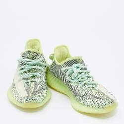 Pre Owned Yeezy x Adidas Green Knit Fabric Boost 350 V2 Yeeree Low Top Sneakers Size 39 1/3