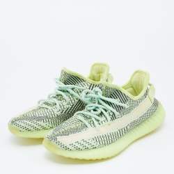 Pre Owned Yeezy x Adidas Green Knit Fabric Boost 350 V2 Yeeree Low Top Sneakers Size 39 1/3