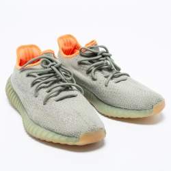 Pre Owned Adidas x Yeezy Grey Fabric Boost 350 V2 Desert Sage Sneakers Size 42.5