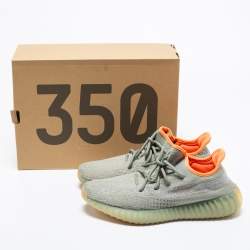 Pre Owned Adidas x Yeezy Grey Fabric Boost 350 V2 Desert Sage Sneakers Size 42.5