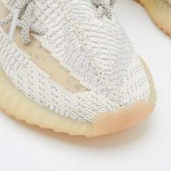 مملوكة مسبقًا Yeezy x Adidas White/Grey Knit Fabric Boost 350 V2 Sneakers Size 37 1/3