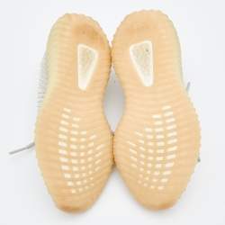 مملوكة مسبقًا Yeezy x Adidas White/Grey Knit Fabric Boost 350 V2 Sneakers Size 37 1/3