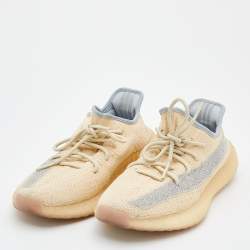 مملوكة مسبقًا Yeezy x Adidas Beige/Grey Knit Fabric Boost 350 V2 Linen Sneakers Size 44