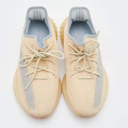 مملوكة مسبقًا Yeezy x Adidas Beige/Grey Knit Fabric Boost 350 V2 Linen Sneakers Size 44