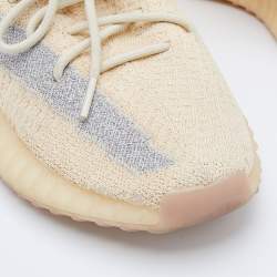 مملوكة مسبقًا Yeezy x Adidas Beige/Grey Knit Fabric Boost 350 V2 Linen Sneakers Size 44
