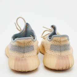 مملوكة مسبقًا Yeezy x Adidas Beige/Grey Knit Fabric Boost 350 V2 Linen Sneakers Size 44