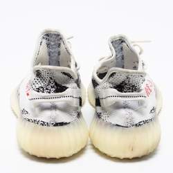 مملوكة مسبقًا حذاء رياضي ييزي x أديداس بوست 350 ڨي2 زيبرا قماش تريكو أبيض/أسود مقاس 46 