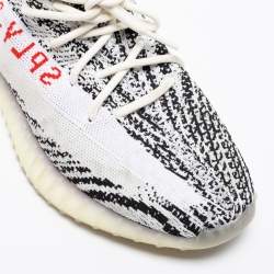 مملوكة مسبقًا حذاء رياضي ييزي x أديداس بوست 350 ڨي2 زيبرا قماش تريكو أبيض/أسود مقاس 46 