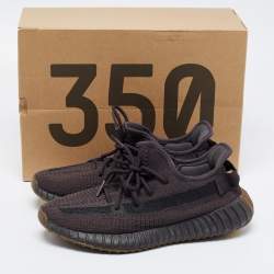 Pre Owned Yeezy x Adidas Dark Grey Knit Fabric Boost 350 V2 Cinder Sneakers Size 42.5