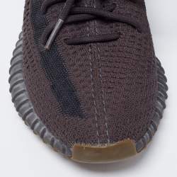 Pre Owned Yeezy x Adidas Dark Grey Knit Fabric Boost 350 V2 Cinder Sneakers Size 42.5