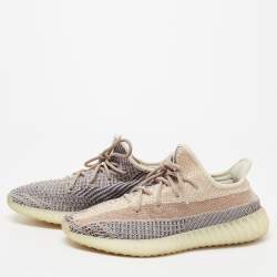 Pre Owned Yeezy x adidas Multicolor Knit Fabric Boost 350 V2 Ash Pearl Sneakers Size 45 2/3
