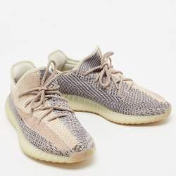 Pre Owned Yeezy x adidas Multicolor Knit Fabric Boost 350 V2 Ash Pearl Sneakers Size 45 2/3