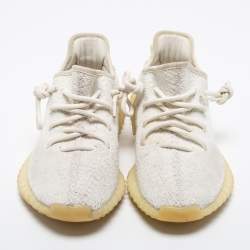 Pre Owned حذاء رياضي ييزي x أديداس قماش تريكو أبيض بوست 350 V2 كريمي بعنق منخفض مقاس 38 2/3 