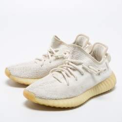 Pre Owned حذاء رياضي ييزي x أديداس قماش تريكو أبيض بوست 350 V2 كريمي بعنق منخفض مقاس 38 2/3 