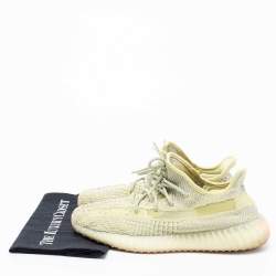 Pre Owned Yeezy x adidas Lime Yellow Knit Fabric Boost 350 V2 Antlia Low-Top Sneakers Size 42 2/3
